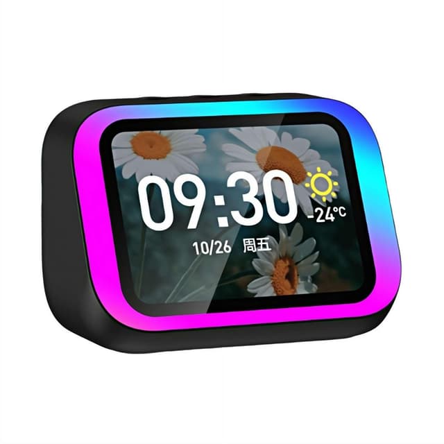 Felvoro Smart Alarm Clock with Wireless Bluetooth 5.4 Speaker & Dynamic RGB Light,Hi-fi Stereo Sound,Hd Large Screen Display (Black)