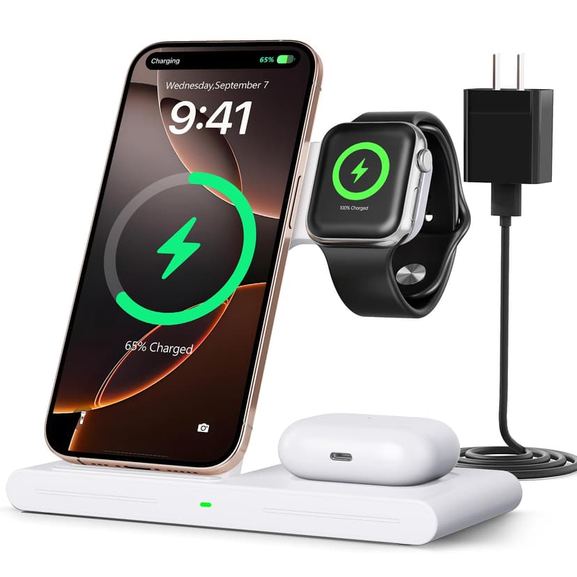 2026 Traveling Portable Wireless Fast Charger for Apple & Android Charging Station, 3 in 1 Charging for iPhone 16 15 14 13 12, Apple Watch Series & Air pods 4 3 2 Pro, Samsung Galaxy-Gifts for Family
