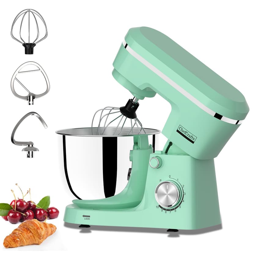 Electric Stand Mixer with 6.5 Quart Bowl, 660W Household Food Mixer 10+p Speeds, Kitchen Tilt-Head Bread Dough and Cake Mixers with Dough Hook, Whisk, Beater, Splash Guard and Egg Separator