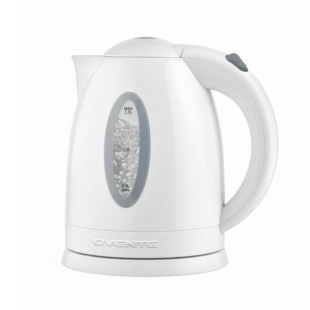 OVENTE Electric Kettle, 1.7L Fast Boiling Water Heater for Coffee or Tea, BPA Free with Water Level Gauge, Auto Shut-Off, Boil-Dry Protection, Indicator Light and Removable Filter, White KP72W