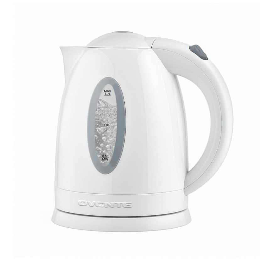 OVENTE Electric Kettle, 1.7L Fast Boiling Water Heater for Coffee or Tea, BPA Free with Water Level Gauge, Auto Shut-Off, Boil-Dry Protection, Indicator Light and Removable Filter, White KP72W