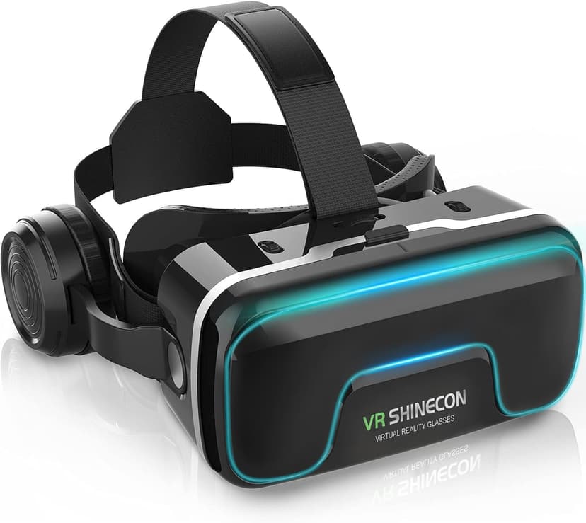 CoCerKet VR Headset with Built-in Headphones, 120° FOV & Aspherical Lenses for Smartphones - Immersive 3D Movies and Gaming Glasses
