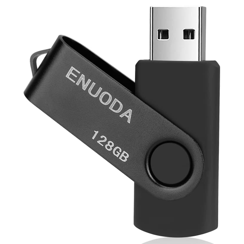 128GB Flash Drive ENUODA Thumb Drive 128GB Swivel Design USB 2.0 Memory Stick Data Storage Jump Drive Pen Drive for Laptop PC Computer (1 Pack, Black)