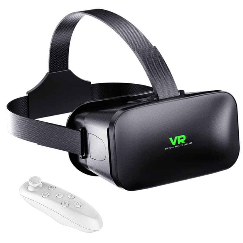 3D VR Headset, Virtual Reality 3D VR Glasses, Anti-Blue Light Adjustable 3D Headset Helmets for iPhone or Android Compatible with 4.5” to 6.7” inch with Controller(Black)