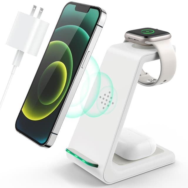 3 in 1 Wireless Charging Station, 2026 Upgraded Fast Desk Charger Station for iPhone 17 16 15 14 13 12 Pro Max Plus, Charger Stand for Apple Watch 11 10 9 8 7 6 5 4 3 2 Ultra SE, Airpods 4 3 2 Pro