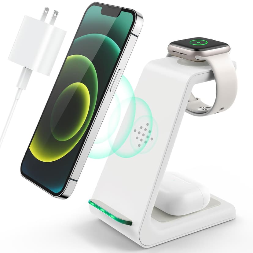 3 in 1 Wireless Charging Station, 2026 Upgraded Fast Desk Charger Station for iPhone 17 16 15 14 13 12 Pro Max Plus, Charger Stand for Apple Watch 11 10 9 8 7 6 5 4 3 2 Ultra SE, Airpods 4 3 2 Pro