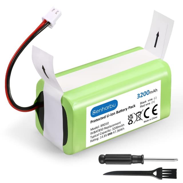 Senharbu 3200mAh RVBAT850 Battery Replacement for Shark Vacuum - Compatible with Shark Ion R75, RV761, RV850C, RV1000S, RV1100VL, RV101AE, UR1000SR, RV700_N, RV720_N (2-Prong Connector ONLY)