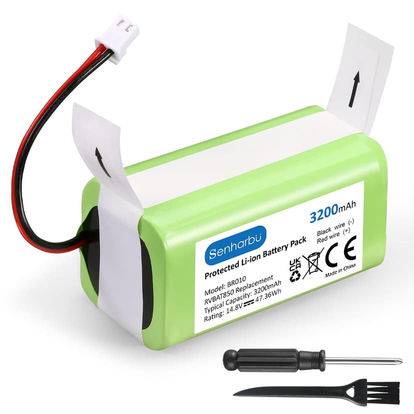 Senharbu 3200mAh RVBAT850 Battery Replacement for Shark Vacuum - Compatible with Shark Ion R75, RV761, RV850C, RV1000S, RV1100VL, RV101AE, UR1000SR, RV700_N, RV720_N (2-Prong Connector ONLY)
