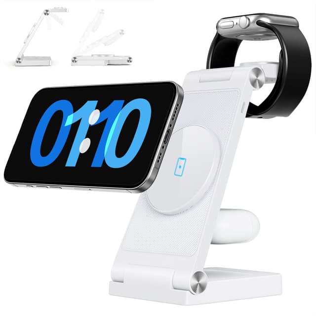 RYND 2026 Traveling Wireless Mag-Safe Fast Charging Station,Magnetic 3 in 1 Charger with Light for iPhone 16 15 14 13 12 Pro Max Plus,Apple Watch Series & Air pods 4 3 2 Pro-Gifts for Wife & Husband