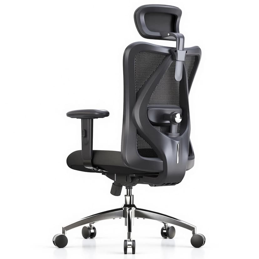 SIHOO M18 Ergonomic Office Chair, High Back Mesh Desk Chair with Adjustable Headrest & Lumbar Support, 330lbs Capacity Computer Chair with 2D Armrests & Wide Cushion, Tilt Lock, for Home Office-Black