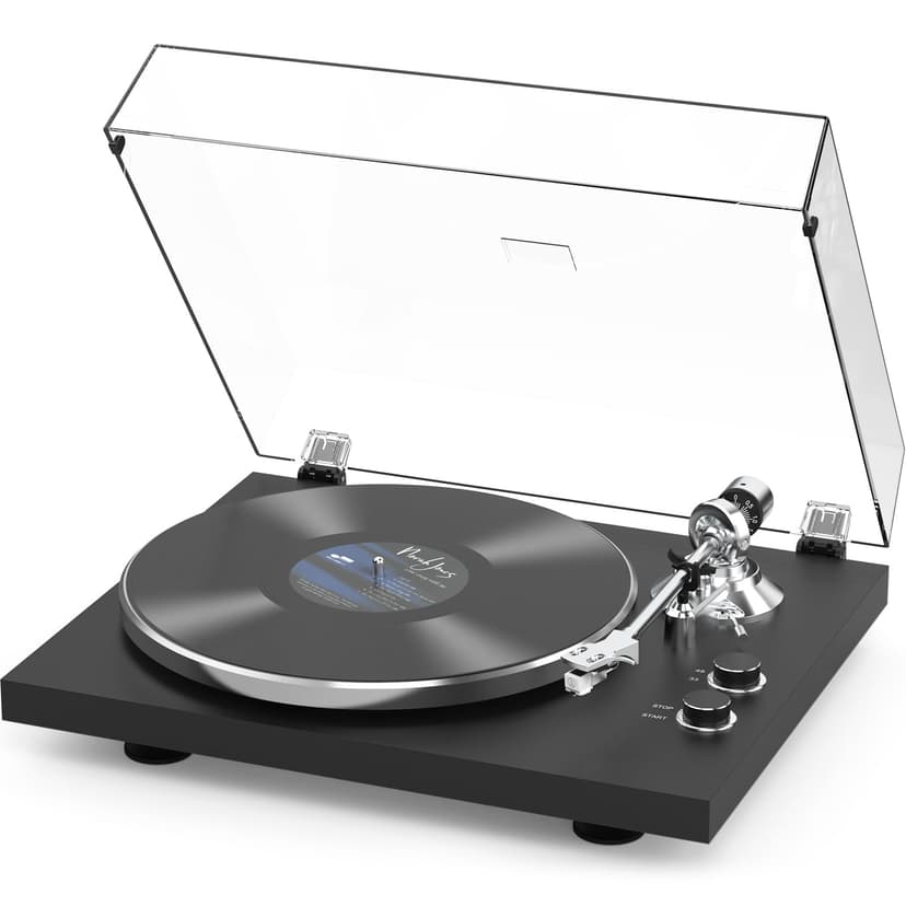 Turntable for Vinyl Record Wireless Output Record Player Aluminium Platter Belt-Drive LP Turn Table 2 Speed Phono RCA Line Out AT-3600L MM Cartridge Audio Sound USB Digital to PC Vinyl Recording Black