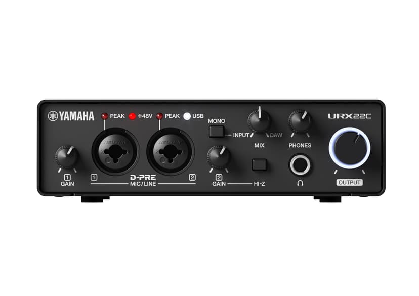 Yamaha 2-in/2-out USB-C Audio/MIDI Interface with 32-bit/192kHz Support, 2 combo Inputs, DSP-Powered Mixing/Effects, Steinberg Software Suite, Black URX22C