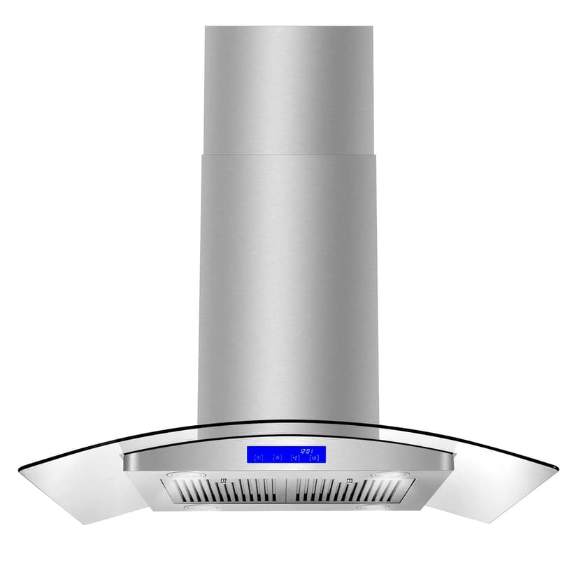COSMO COS-668ICS900 36 in. Lumin Collection 380 CFM Ducted Island Range Hood, Soft Touch Controls, LED Lights, Stainless Steel