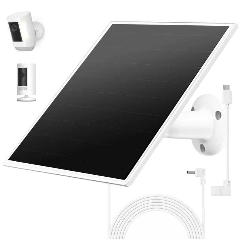 Solar Panel Charger for Ring Camera, Compatible with Ri ng Stick Up Cam Battery, Ring Spotlight Plus/Pro Battery,Waterproof, 5V 6W Fast Charging