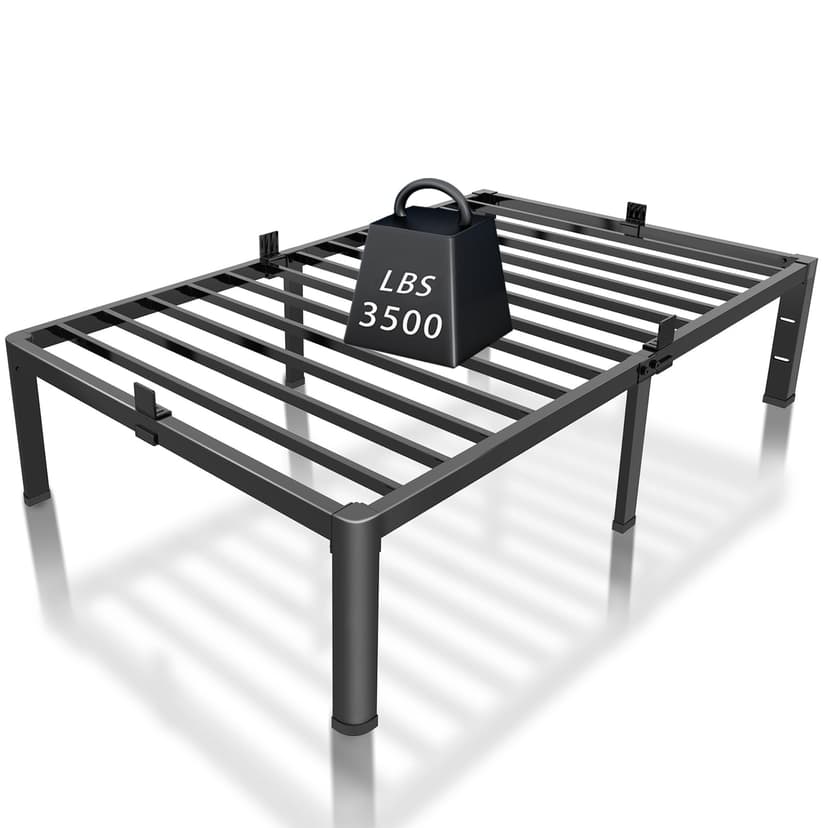 ROIL 14 inch Twin Bed Frames with Headboard Hole and Round Corner Legs Mattress Retainers 3500LBS Heavy Duty Steel Slats No Box Spring Needed Platform Noise-Free Easy Assembly