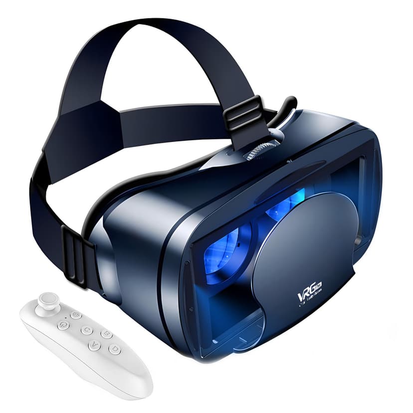 3D VR Headset, Virtual Reality Glasses Headset Helmets, Compatible with 5.0-7.0 inch with Controller, for Mobile Games & Movies(Black)