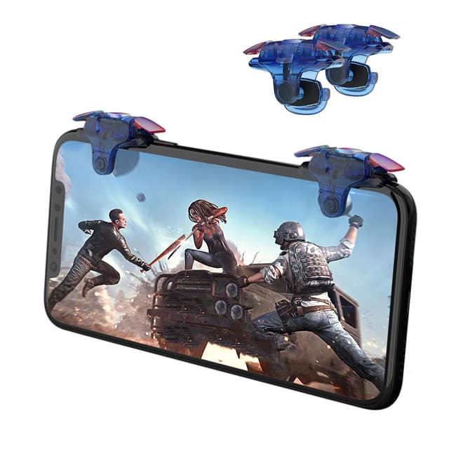 Newseego for Mobile Game Controller Trigger, [Upgraded Version] Mobile Controllers Colorful Trigger Sensitive Shoot and Aim Button for Rules of Survival Trigger for Android & iOS-Blue