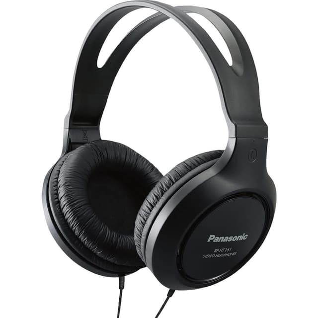 Panasonic Headphones, Lightweight Over the Ear Wired Headphones with Clear Sound and XBS for Extra Bass, Long Cord, 3.5mm Jack for Phones and Laptops – RP-HT161-K (Black)