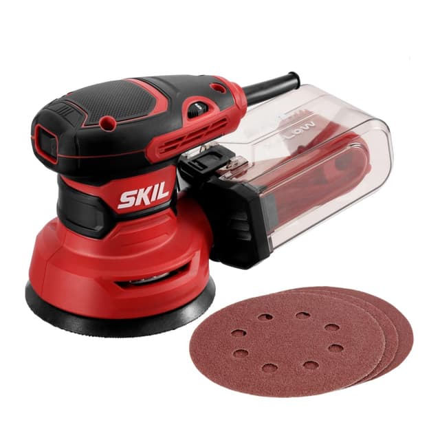 SKIL 5” Random Orbital Sander with Cyclonic Dust Box & 3pc Sanding Sheet - SR211601, Multicolor