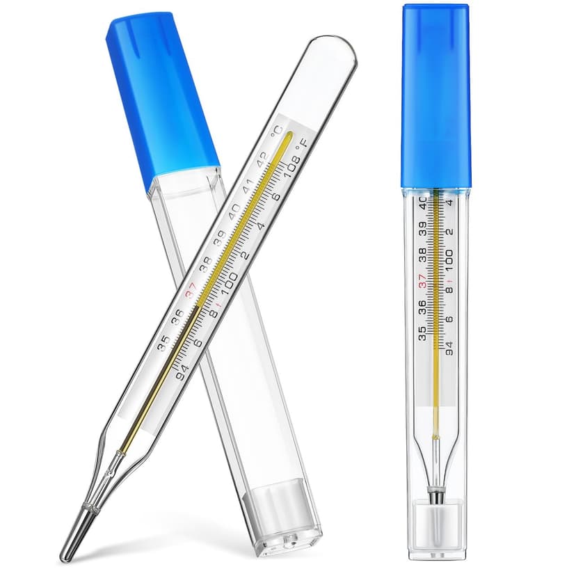 Ipetboom Glass Body Temperature Gauge - 2pcs Underarm Temperature Gauges with Dual Scale ℃&℉ - General Use Temp Checker Testing Tools for Adults Kids Accurate Fever Test Device Clinical