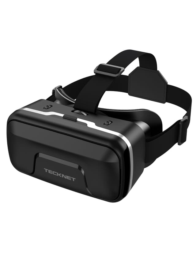 TECKNET VR Headset for Phone, Virtual Reality Headsets with HD 110°FOV Anti-Blue Light Lenses & Adjustable Gears, 3D VR Headset for Kids Compatible iPhone Samsung Android 4.7-7.2" - Black