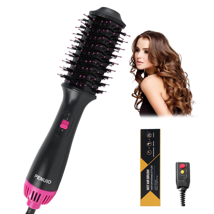 Hair Dryer Brush Blow Dryer 4-in-1 Hot Air Styler, Blowout Brush Hair Dryer Styler & Volumizer with Ionic Technology|Oval Titanium Barrel|Anti-frizz Blowout for Drying, Straightening 2.4''