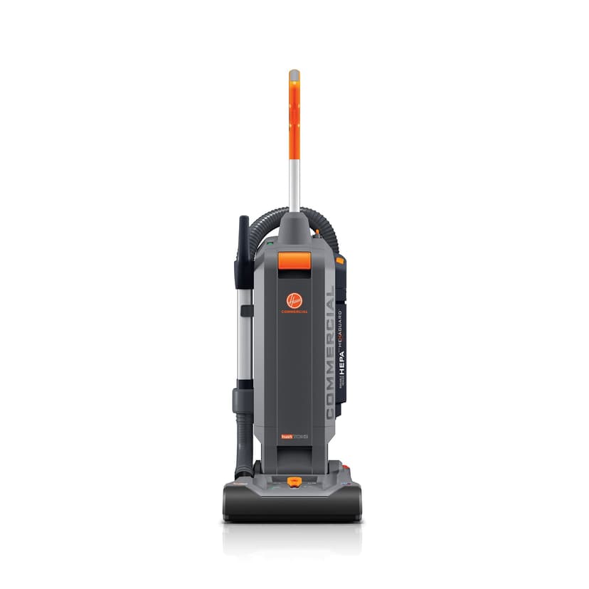 Hoover Commercial HushTone 13-Inch 2-Speed Upright Vacuum Cleaner with IntelliBelt, Quiet Bagged HEPA Filtered Professional Rated, 40-Foot Long Cord, CH54113, Gray/Orange