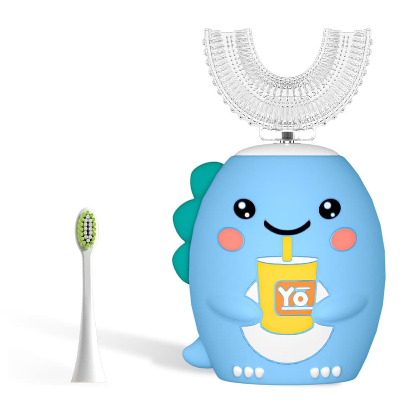yeklike Kids U Shaped Electric Toothbrush，auto Sonic Baby Toothbrush，Cartoon Dinosaur 360-Degree Cleaning IPX7 Waterproof Design（2-7y）