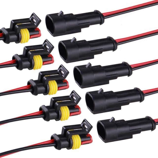 16 AWG 2 Pin Connector, 2 Wire Connector for Car, Truck, Boat, and Various Applications, Male and Female Wire Waterproof Connection (5 Kit)