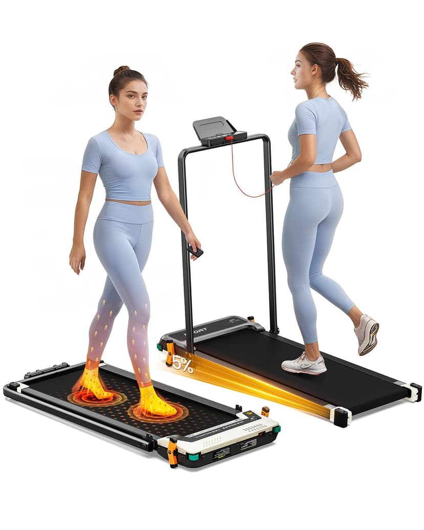 FUNRAY Versatile Walking Pad with Incline - Dual-Sided Under Desk Treadmill with Foot Massage,Portable Compact Treadmills with 330LBS Weight Capacity,2 in 1 Walking Treadmill for Home/Office-Classic