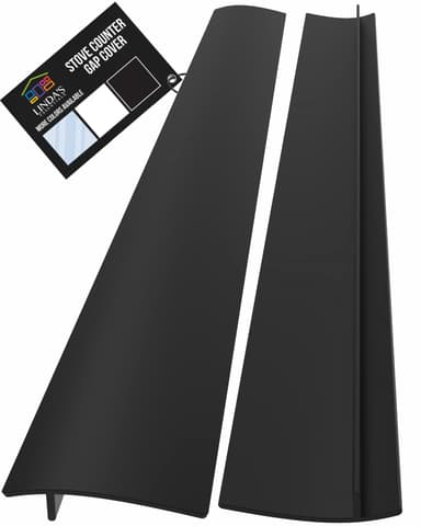 Linda’s Essentials Silicone Stove Gap Covers (2 Pack), Heat Resistant Oven Gap Filler Seals Gaps Between Stovetop and Counter, Easy to Clean Stove Gap Guard (25 Inches, Black)