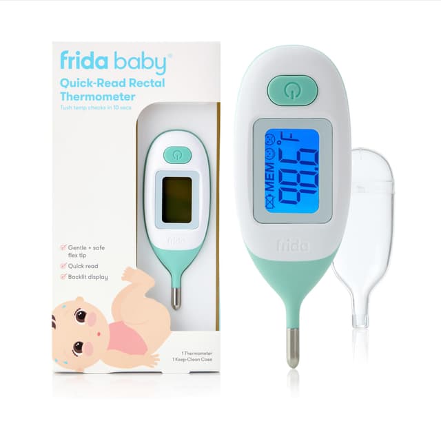 Frida Baby Rectal Thermometer for Babies, Digital Fever Thermometer for Babies, Newborns & Infants, Quick & Accurate Temperature Check, Water Resistant, Clear Case, Memory Holds Last 10 Readings