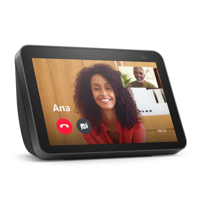 Echo Show 8 (2nd Gen, 2021 release) | International Version with UK Power Adaptor | HD smart display with Alexa and 13 MP camera | Charcoal
