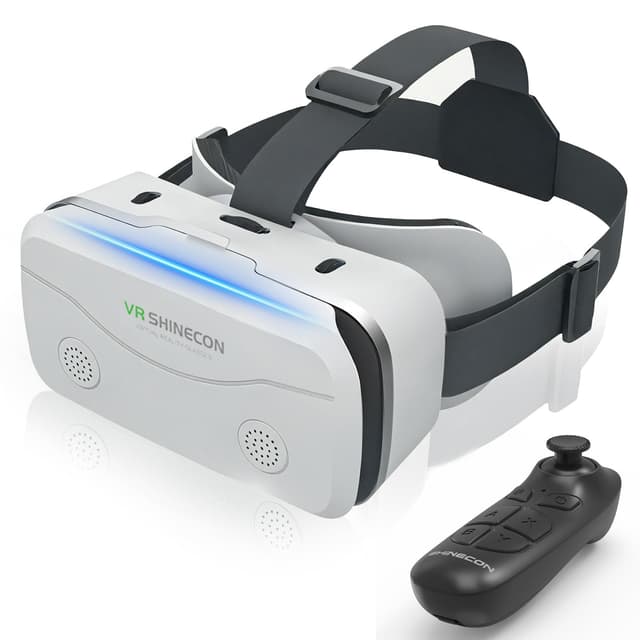 CoCerKet VR Headset for Smartphones 4.7-7 Inch with Bluetooth Controller, Aspheric HD Lens, Adjustable Focus & IPD, Ventilated Design