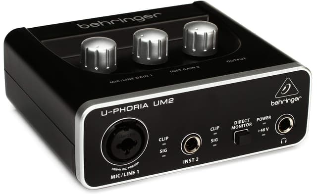 Behringer U-PHORIA UM2 Audiophile 2x2 USB Audio Interface with XENYX Mic Preamplifier | for Recording Microphones and Instruments