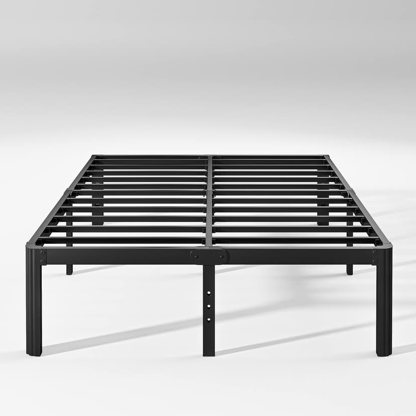 Hunlostten 12" High Heavy Duty California King Bed Frames No Box Spring Needed, Metal Platform Cal King Bed Frame with Round Corners, Easy Assembly, Noise Free, Black