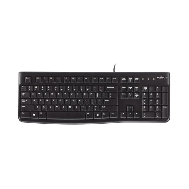 Logitech K120 Wired Keyboard for Windows, USB Plug-and-Play, Full-Size, Spill-Resistant, Curved Space Bar, Compatible with PC, Laptop - Black