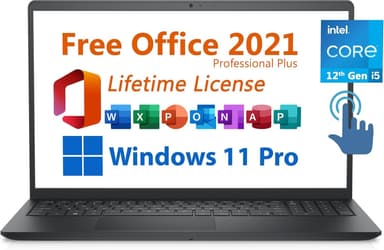 Dell Inspiron 15 Business Laptop, 15.6" FHD Touchscreen,with Lifetime Microsoft Office Intel 10-Core i5-1334U,32G,1TB SSD, Intel UHD Graphics, Win 11 Pro Black for Business and College Students