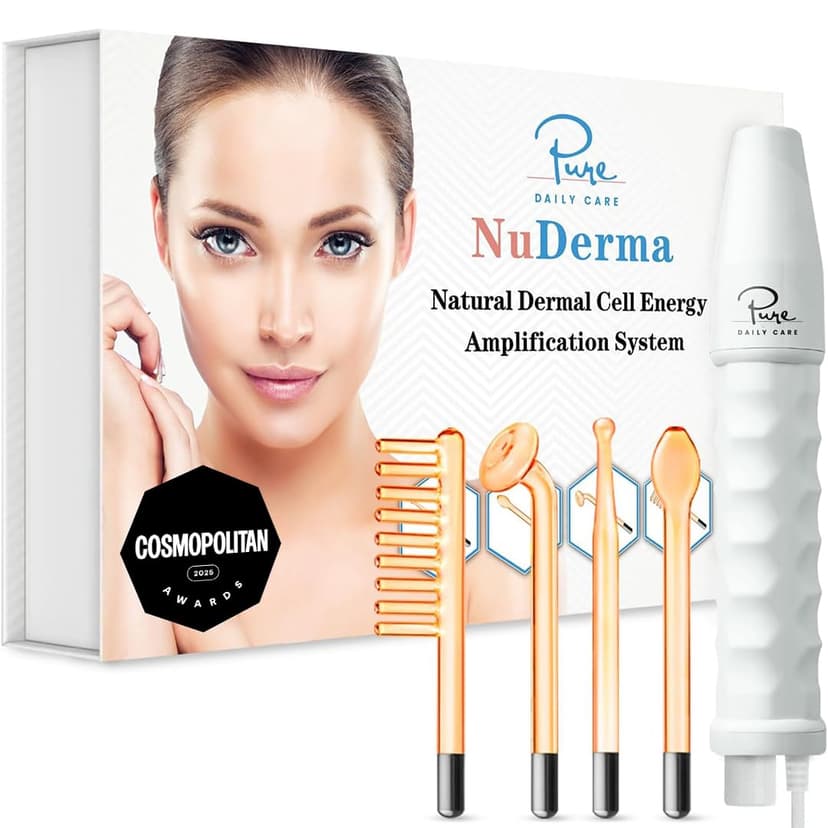 Pure Daily Care NuDerma Handheld Skin Therapy Wand Machine w/Neon – Anti-Aging - Skin Tightening - Wrinkle Reducing - Dark Circles – Clarifying - Hair & Scalp Stimulator