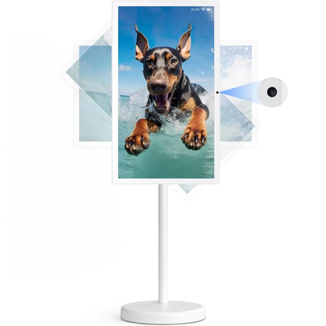 cooboom 22-Inch Portable TV on Wheels, 1080p Portable Touch Screen Monitor, Android13, Full Swivel Rotation, Built-in 13MP Camera, Built-in Battery(6-8H), 6+128G