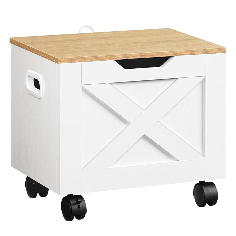 MAHANCRIS Rolling Filing Cabinet, Small File Cabinet Under Desk with Single Drawer, Hanging File Organizer for A4/Letter-Size Documents, Organizer Box, for Home Office, White and Natural FCBN4001