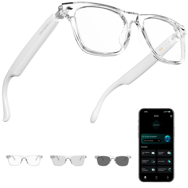 Giwbeiv AI Smart Glasses for Women and Men with Chat GPT, Bluetooth Translation Glasses with 164 Languages and Color-Change Lens, Music Playback, Hands-Free Calls, UV & Blue Light Protection