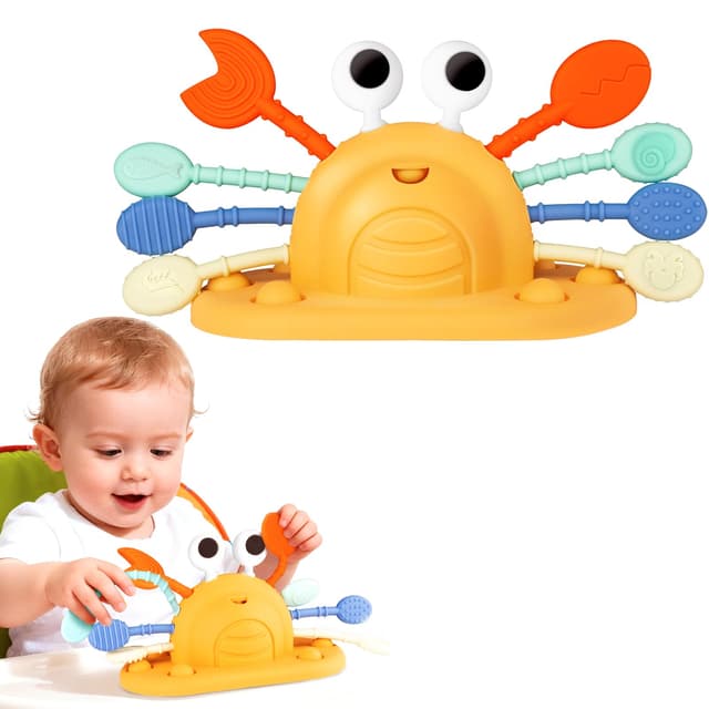 VoMii Baby Toys Silicone with Suction Cup for High Chair Toddler Sensory Toys for 12 Month, Montessori Sensory Activity Toys for 1-3 Year, Pull String Toy for Infant Toddlers Gift