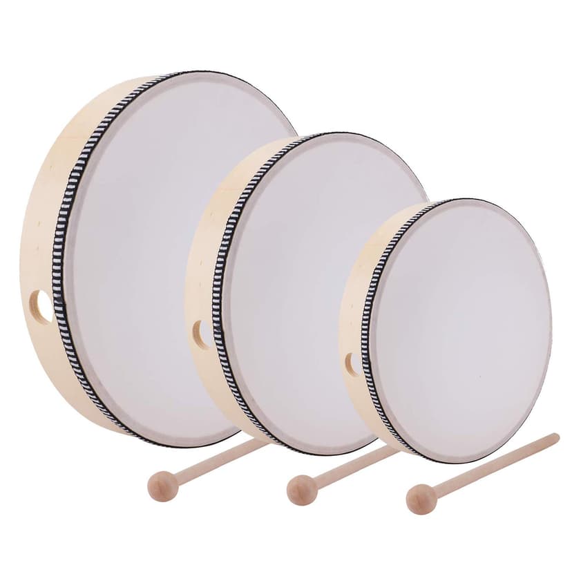 Foraineam 12 Inch & 10 Inch & 8 Inch Hand Drum Percussion Wood Frame Drums with Drum Stick