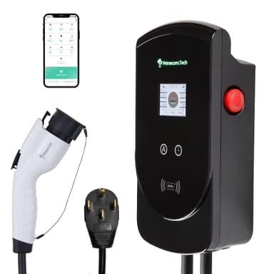 50 Amp - PRIMECOM.TECH Level-2 Smart Electric Vehicle Home Charging Station 220 Volt for Tesla and All EV Brands 30' Feet Length (30 Feet, NEMA 14-50p)