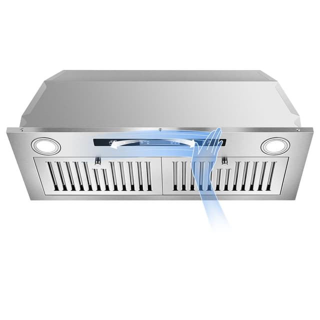 Zomagas Range Hood Insert 30 inch, Ducted/Ductless Range Hood with Gesture Sensing & Touch Control, Built-in Kitchen Hood 600CFM, 2 Pcs Stainless Steel Baffle Filters