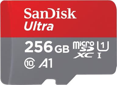 SanDisk 256GB Ultra microSDXC UHS-I Memory Card with Adapter - Up to 150MB/s, C10, U1, Full HD, A1, MicroSD Card - SDSQUAC-256G-GN6MA