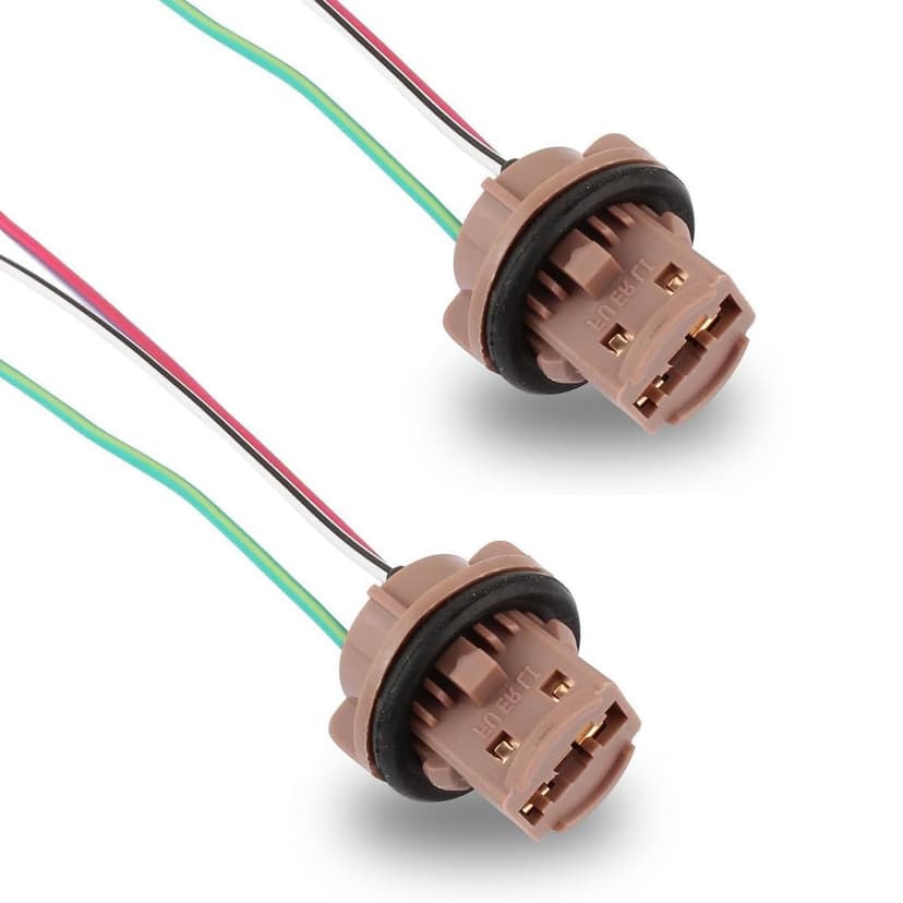 AWGUKA Pack-2 Automotive 7443 Brake Light Bulb Holder, Socket Pigtail Harness Connector, Waterproof Insulation Plastic Female Adapter, for 7443/T20 Bulb Mounting Assembly (Multicolored)