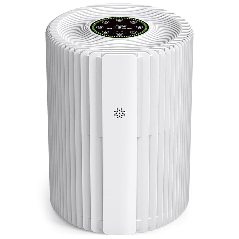 VOOPNU Air Purifiers For Bedroom With Air Quality Display 1095 Sq. Ft True H13 HEPA Pet Air Purifier For Dorm Room With 360° Air Intake & Outlet For Home Bedroom Office, DH-JHD07(White)