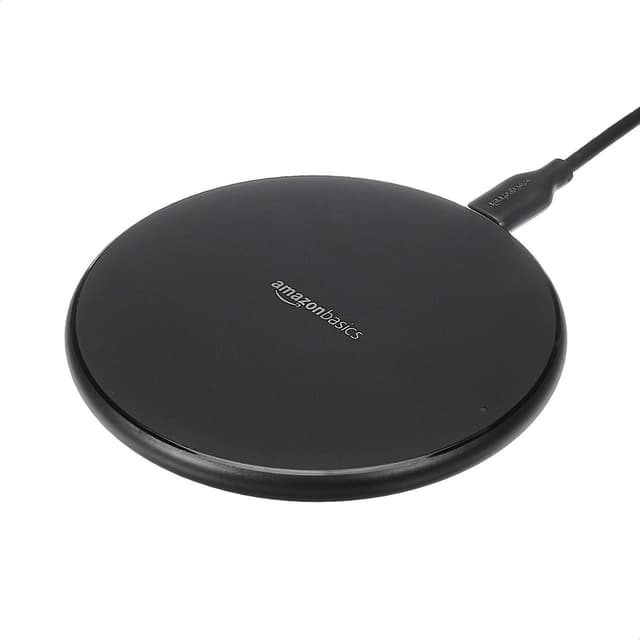 Amazon Basics 15W Qi Certified Fast Wireless Charging Pad with USB Cable for iPhone 15/14/13/12/11/X, Samsung and LG, Case Compatible, Black